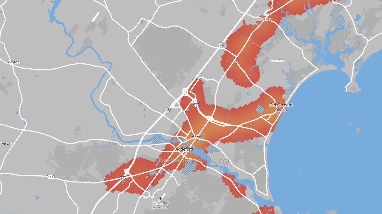 Transit Grade map of Saco, ME