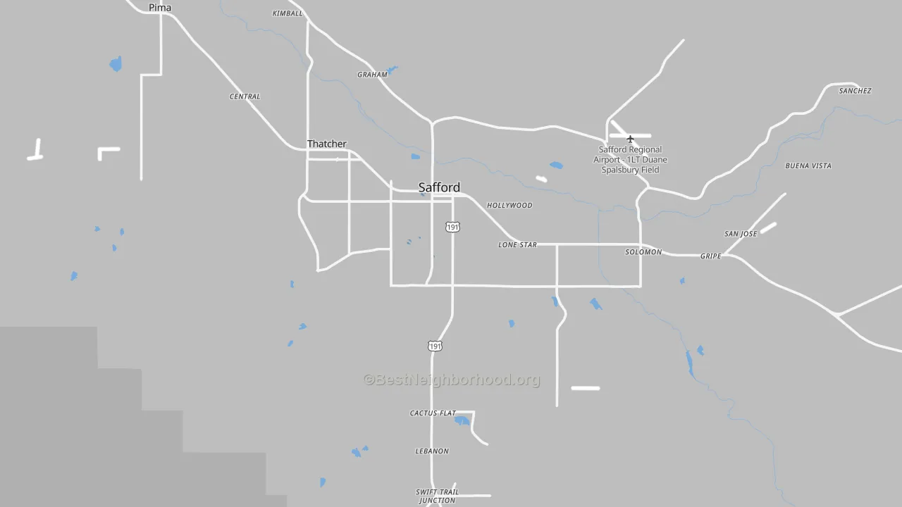 Transit Grade map of Safford, AZ