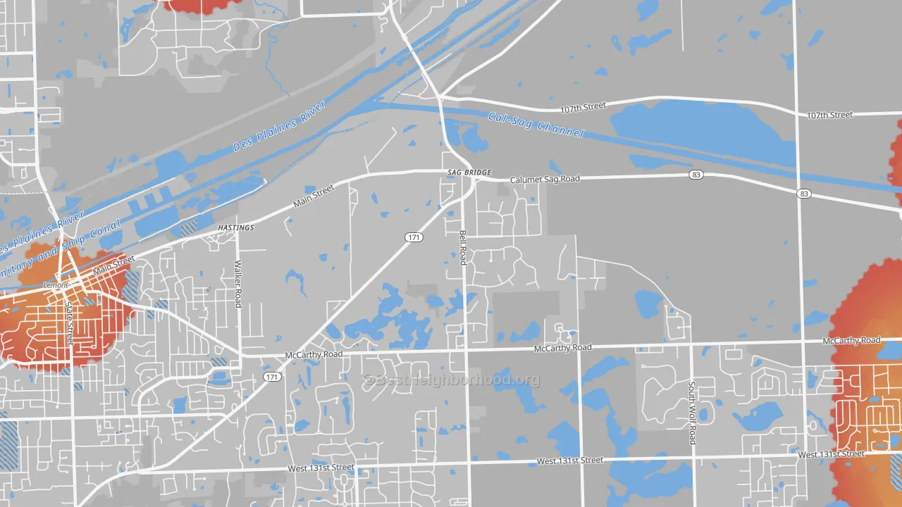 Transit Grade map of Sag Bridge, IL