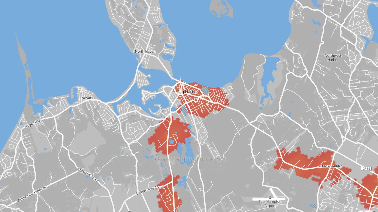 Transit Grade map of Sag Harbor, NY