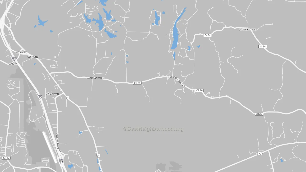 Transit Grade map of Saginaw, AL