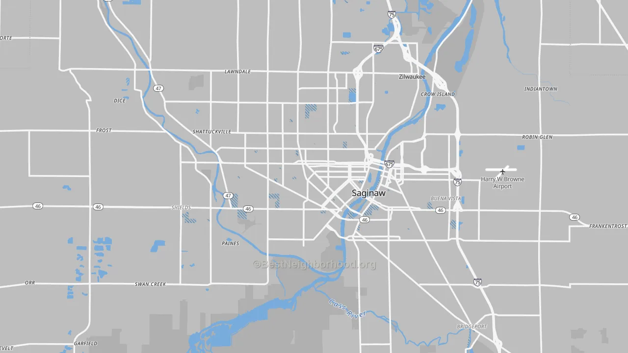 Transit Grade map of Saginaw, MI