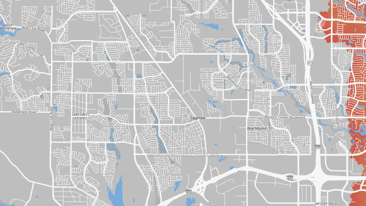 Transit Grade map of Saginaw, TX