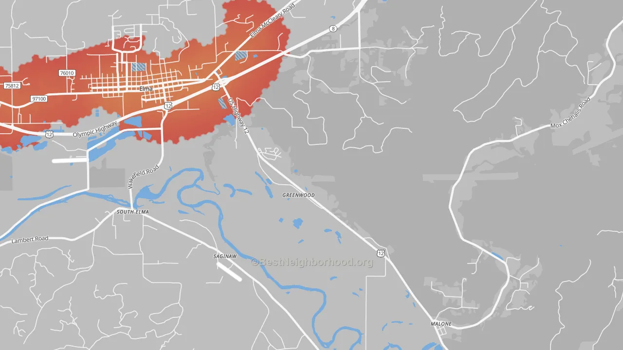 Transit Grade map of Saginaw, WA