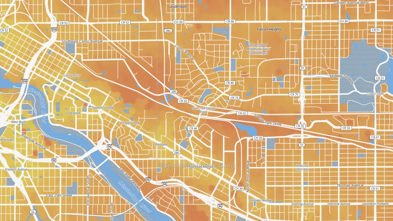 Transit Grade map of Saint Anthony, St. Paul, MN