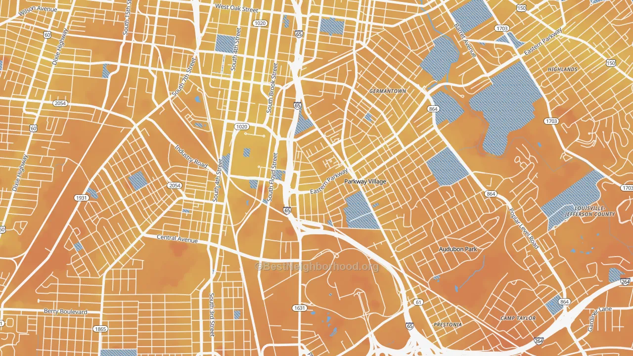Transit Grade map of Saint Joseph, Louisville, KY
