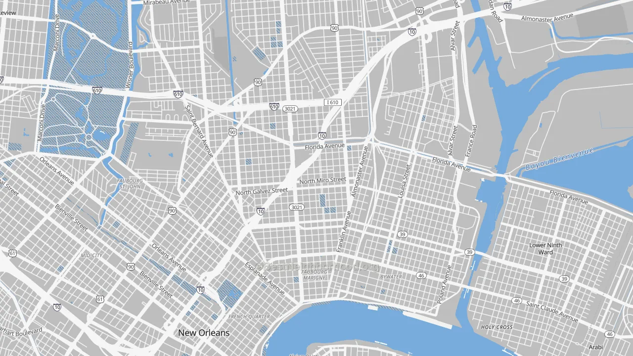 Transit Grade map of Saint Roch, New Orleans, LA