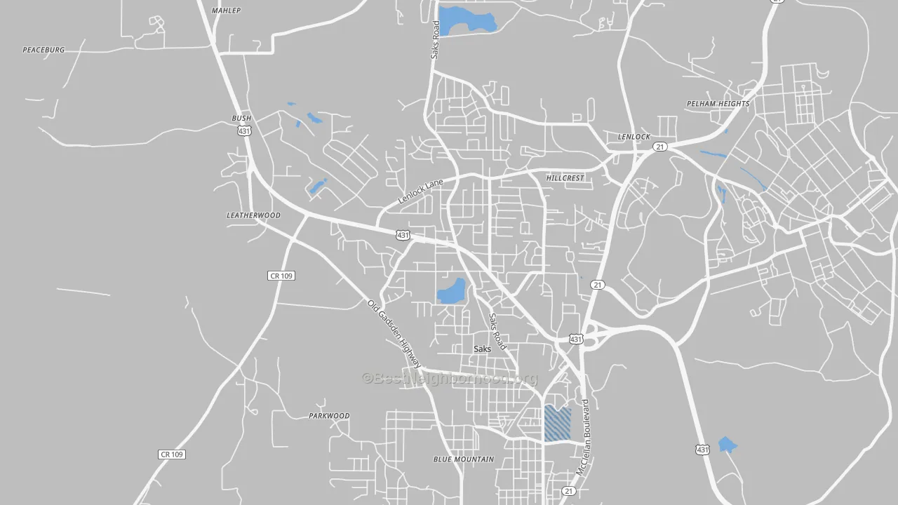 Transit Grade map of Saks, AL