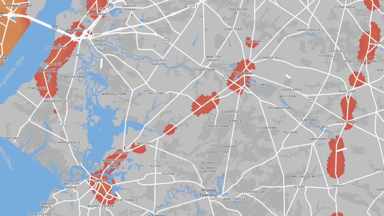 Transit Grade map of Salem County, NJ