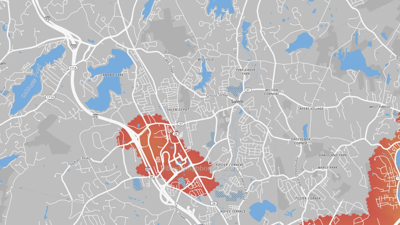Transit Grade map of Salem, NH
