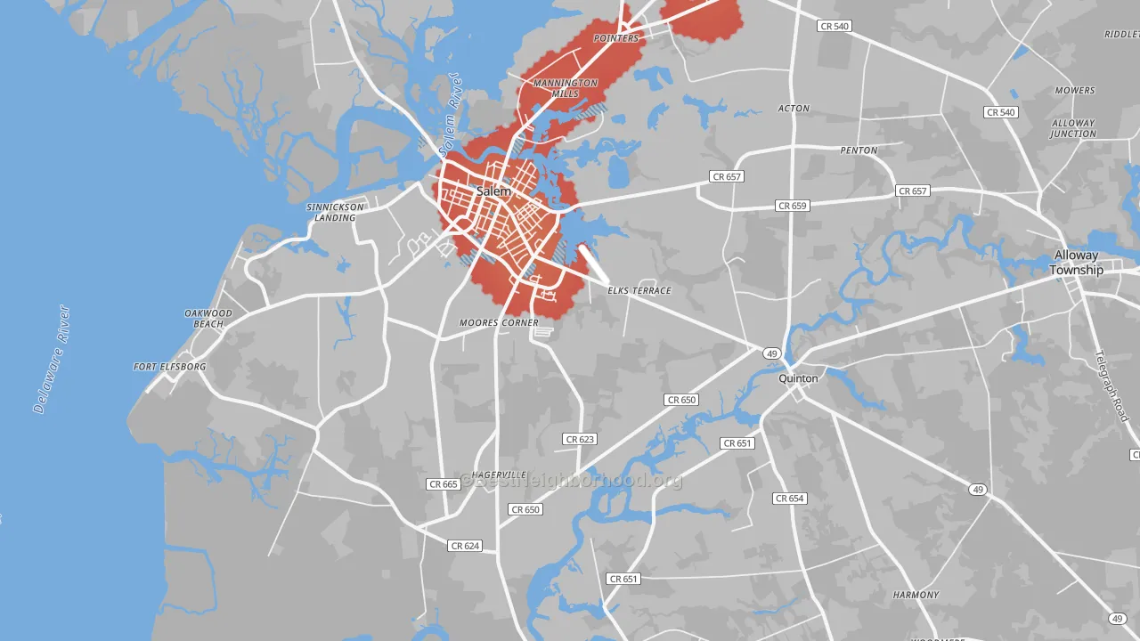 Transit Grade map of Salem, NJ