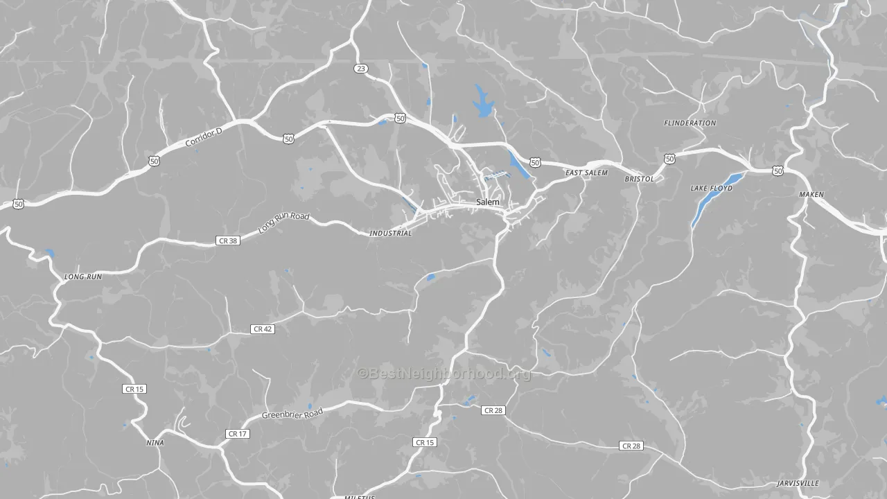 Transit Grade map of Salem, WV