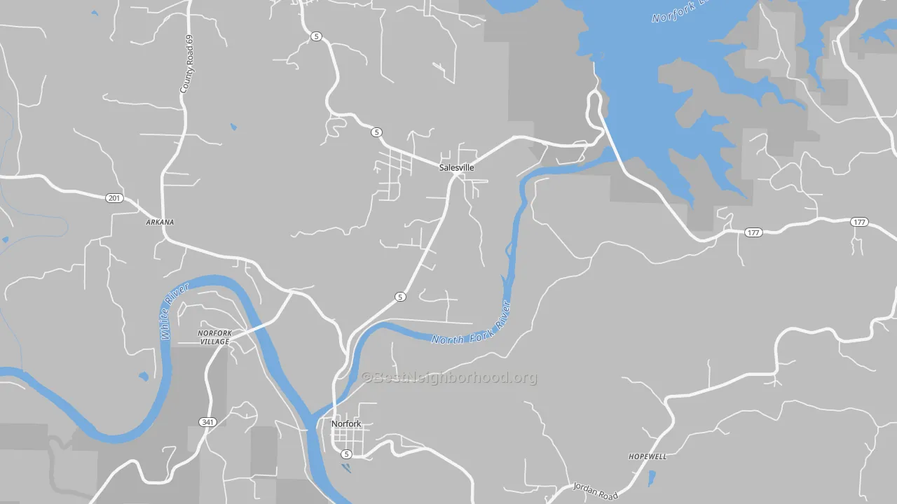 Transit Grade map of Salesville, AR