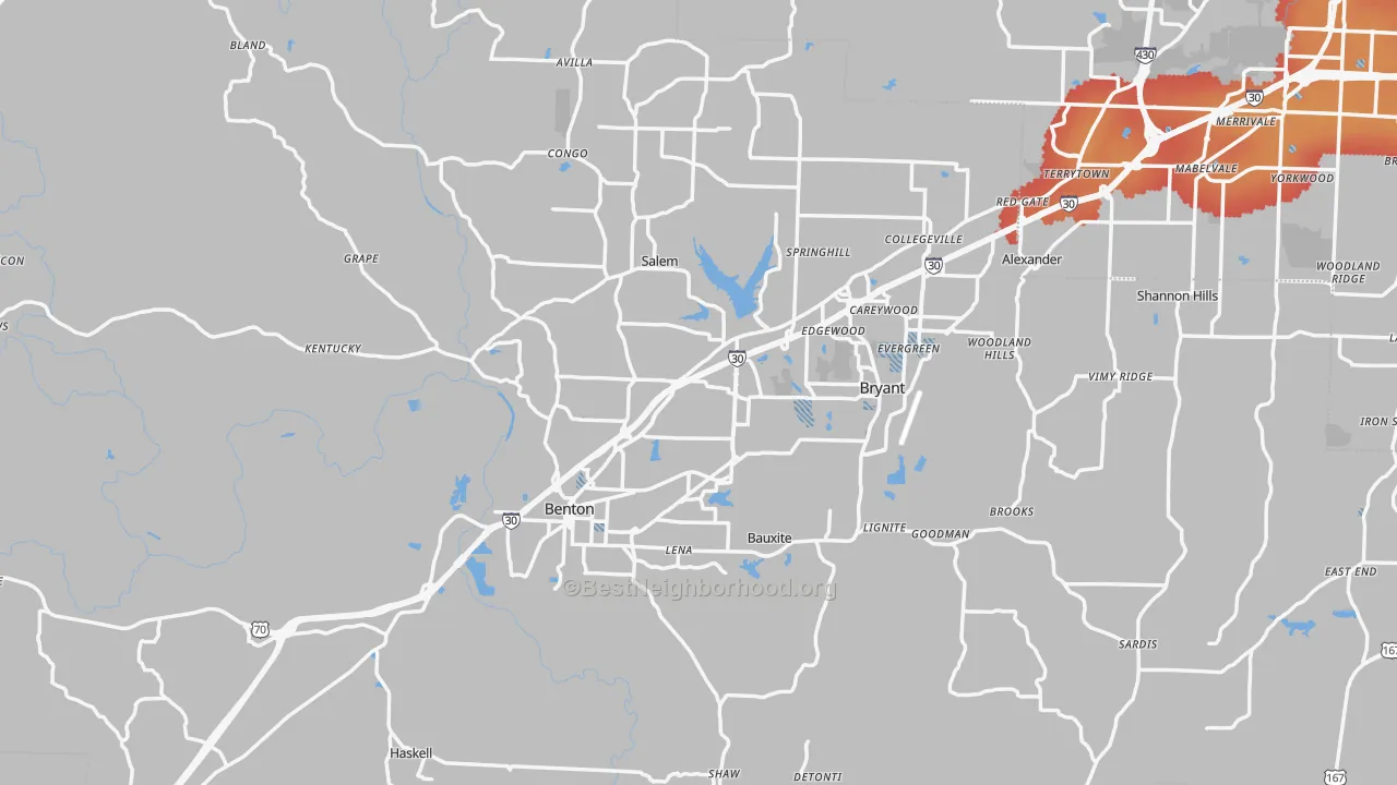 Transit Grade map of Saline County, AR