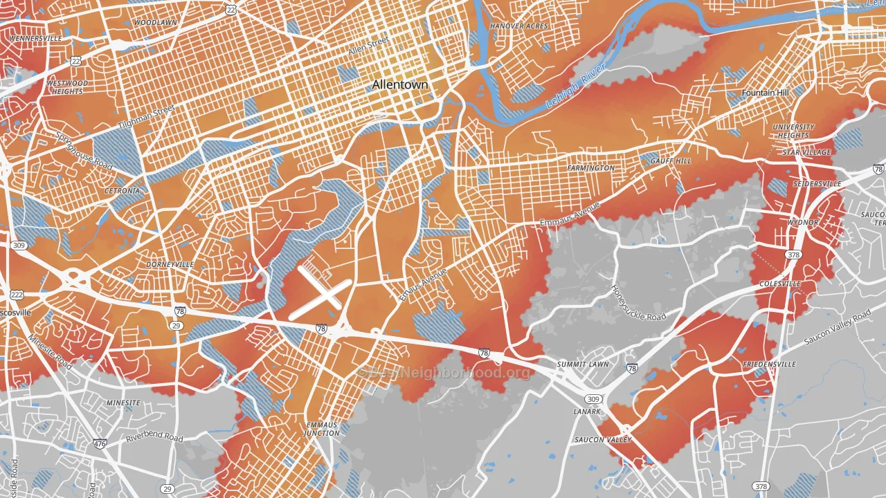 Transit Grade map of salisbury, Allentown, PA