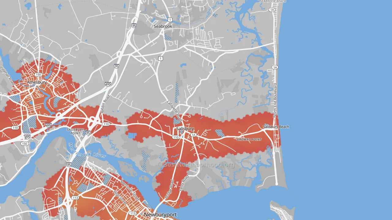 Transit Grade map of Salisbury, MA