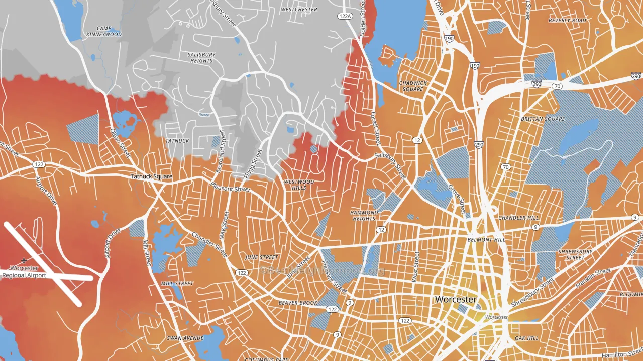 Transit Grade map of Salisbury Street, Worcester, MA