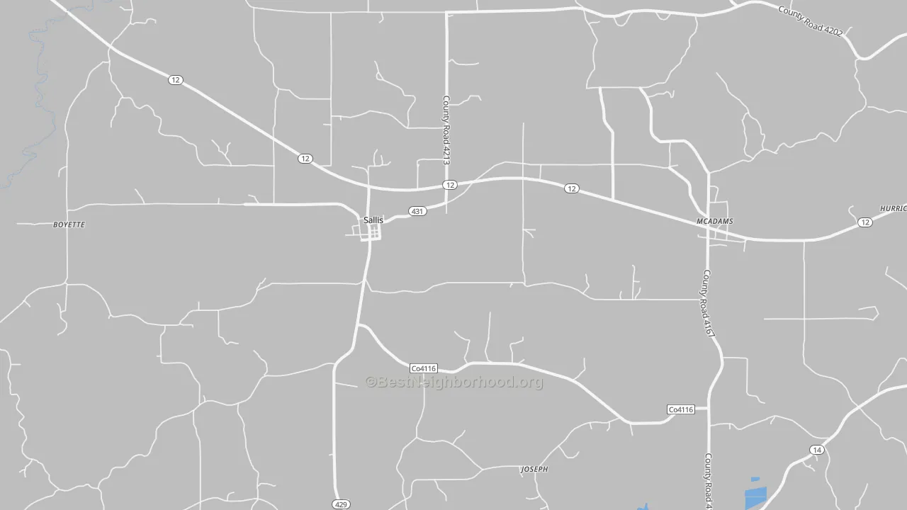 Transit Grade map of Sallis, MS