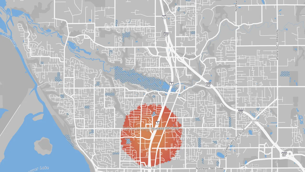 Transit Grade map of Salmon Creek, WA