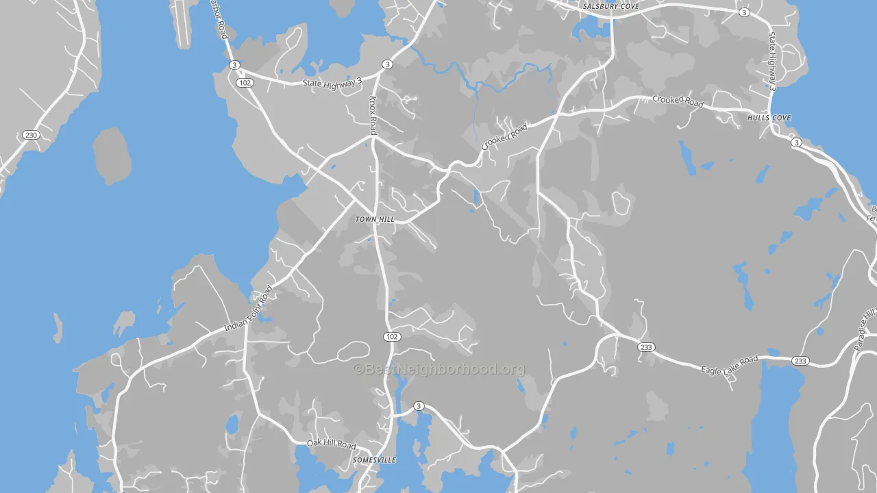 Transit Grade map of Salsbury Cove, ME
