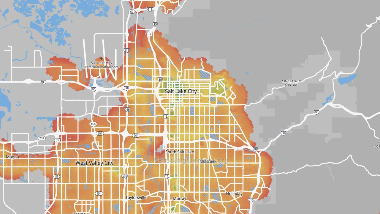 Transit Grade map of Salt Lake City, UT