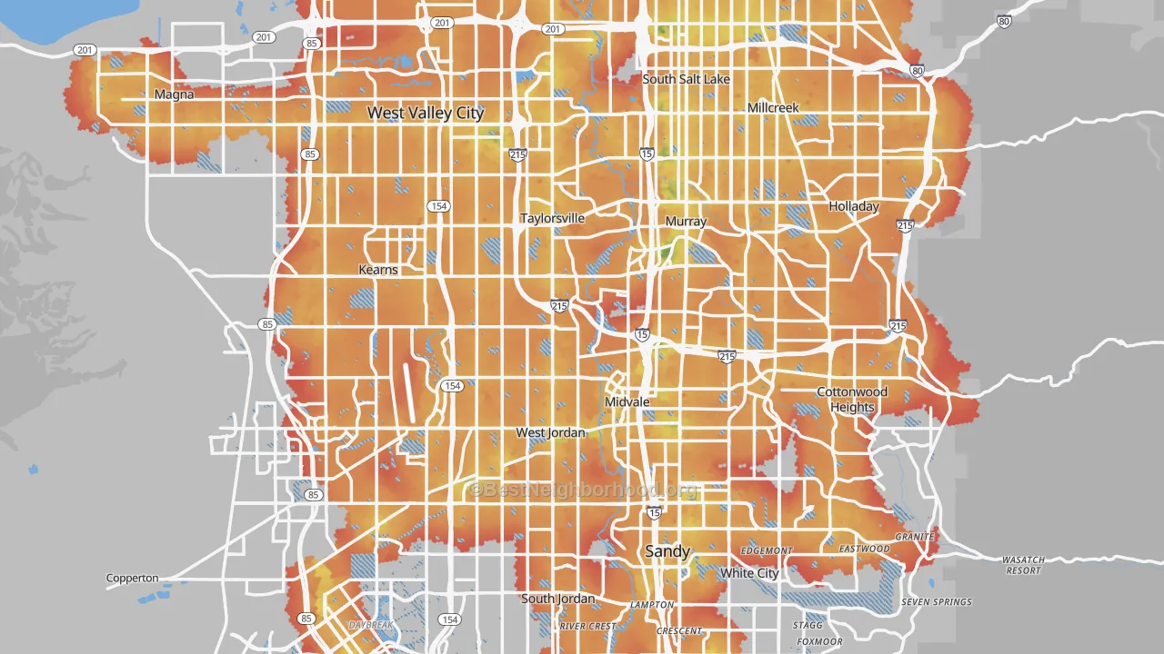 Transit Grade map of Salt Lake County, UT