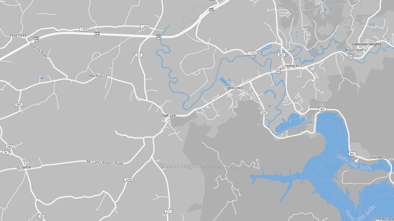 Transit Grade map of Salt Lick, KY
