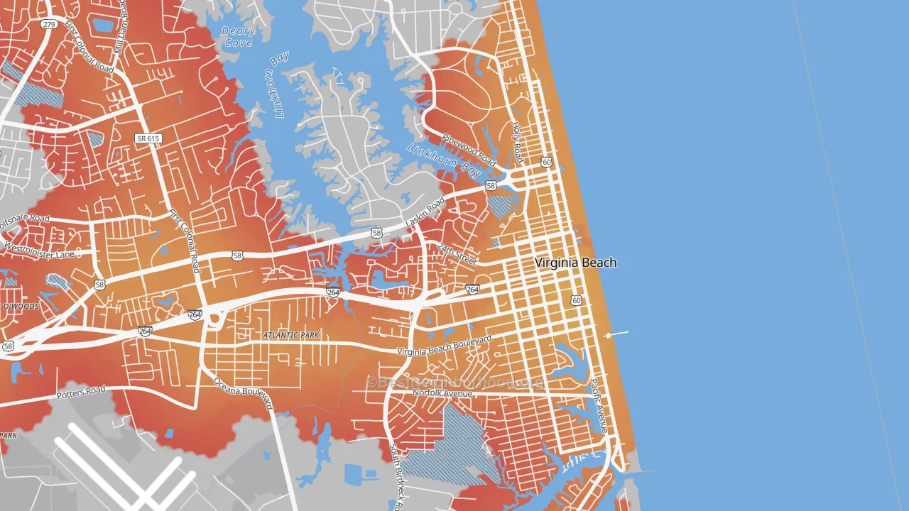 Transit Grade map of Salt Meadow Bay, Virginia Beach, VA