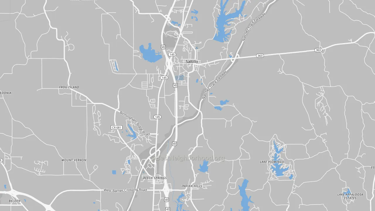 Transit Grade map of Saltillo, MS