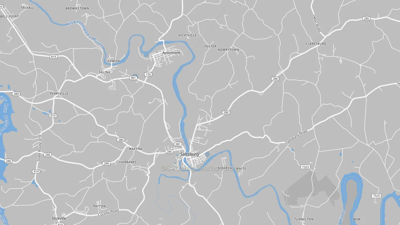 Transit Grade map of Saltsburg, PA