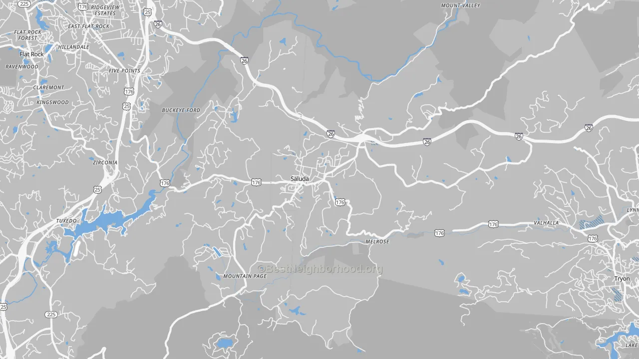 Transit Grade map of Saluda, NC