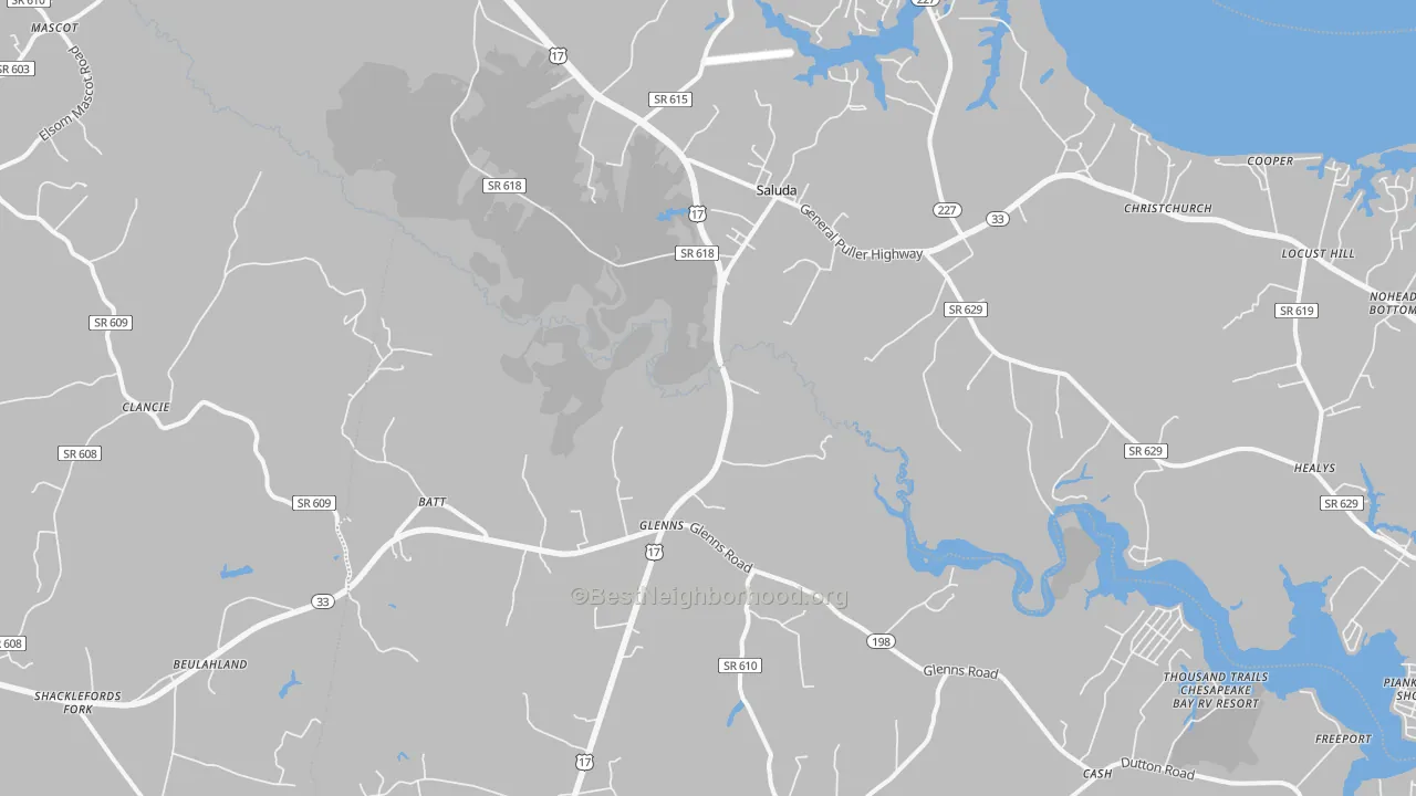 Transit Grade map of Saluda, VA