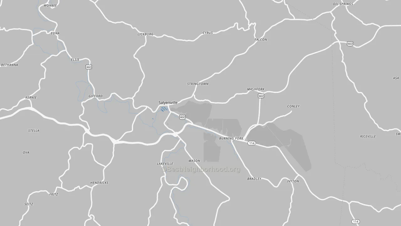 Transit Grade map of Salyersville, KY