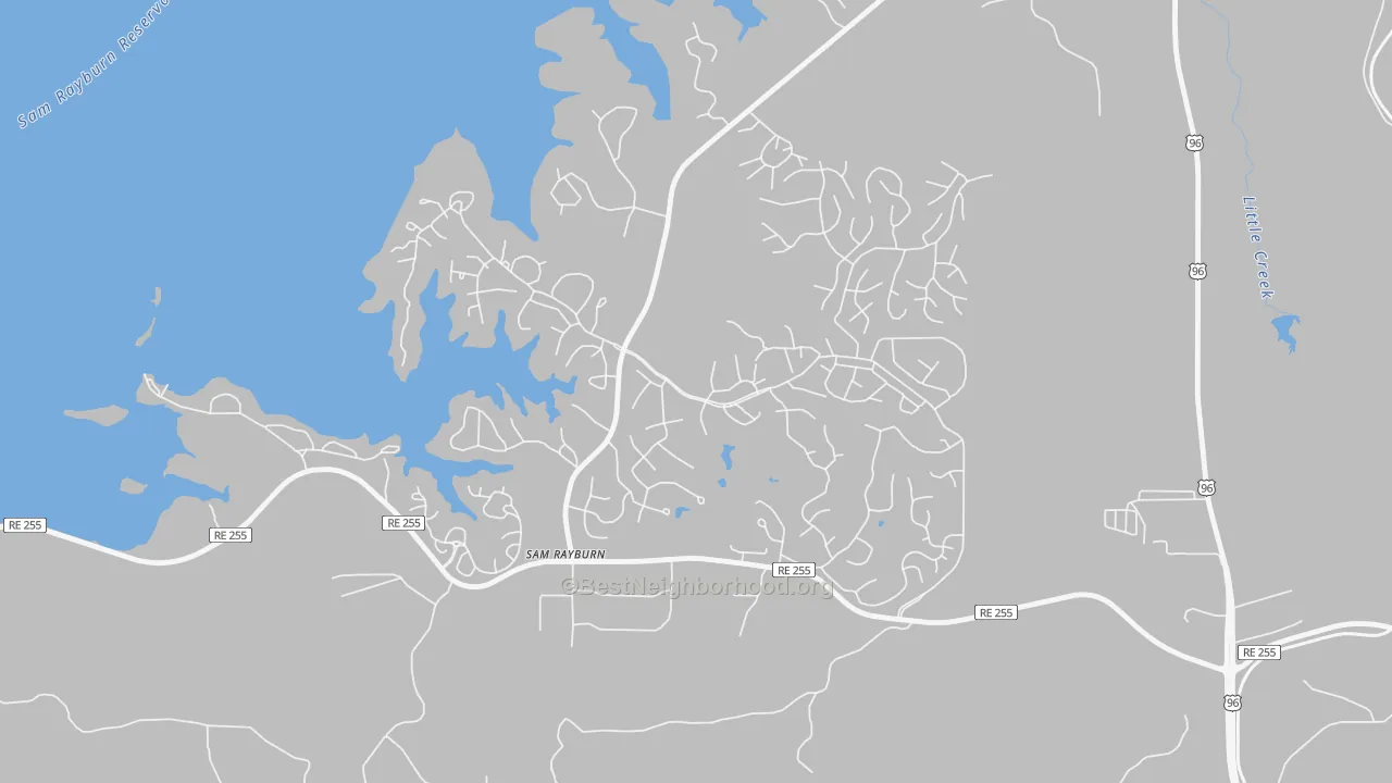 Transit Grade map of Sam Rayburn, TX
