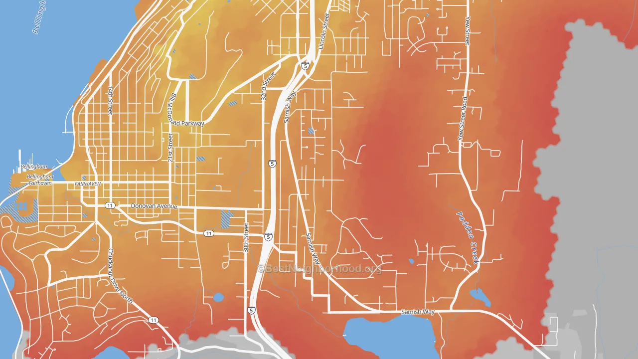 Transit Grade map of Samish Hill, Bellingham, WA