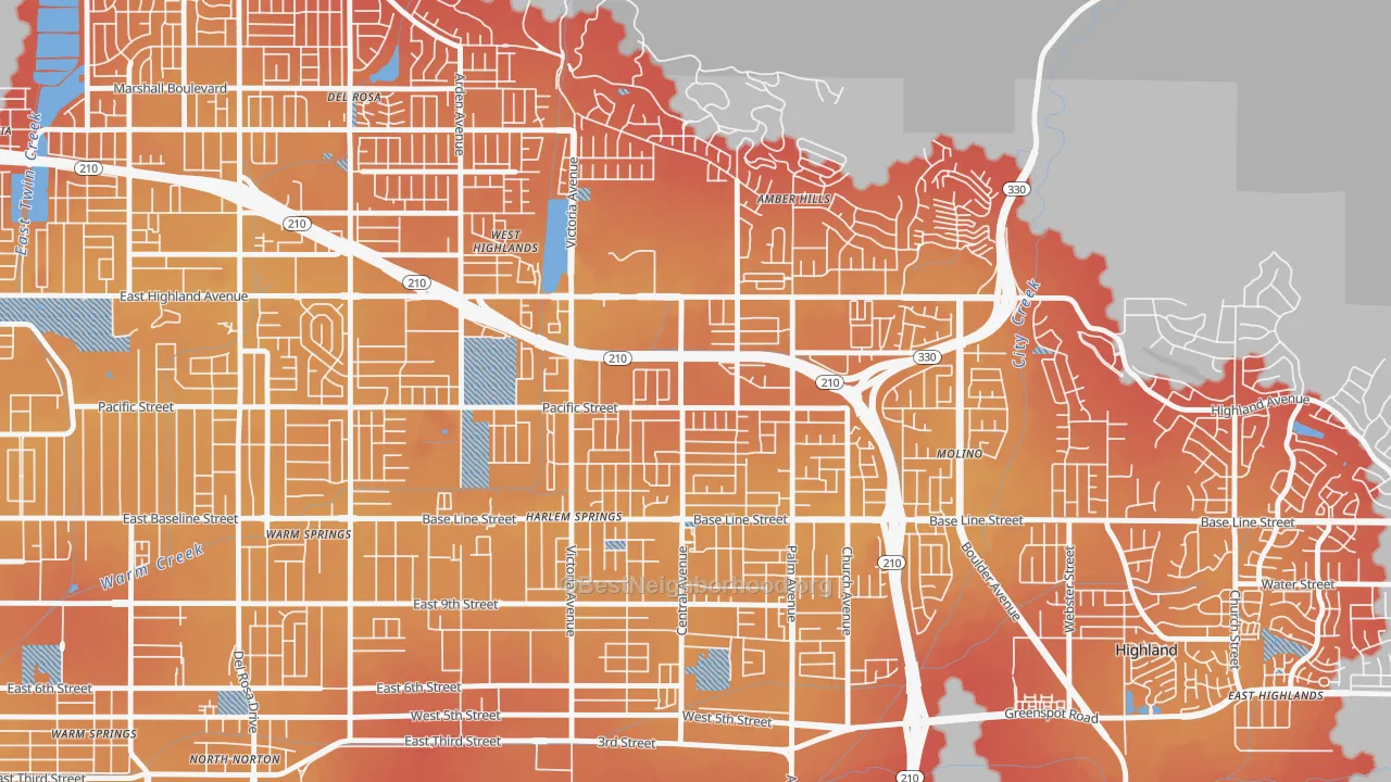 Transit Grade map of San Andreas, Highland, CA