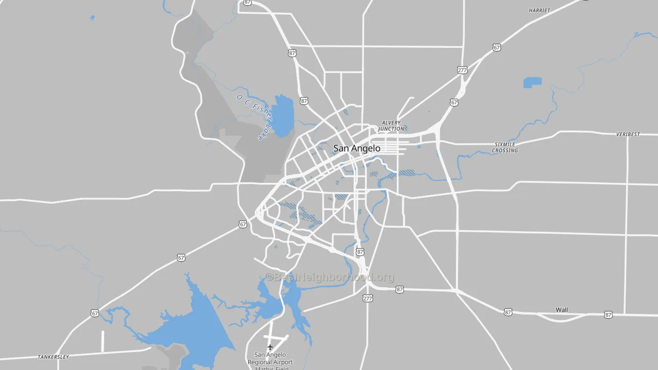 Transit Grade map of San Angelo, TX