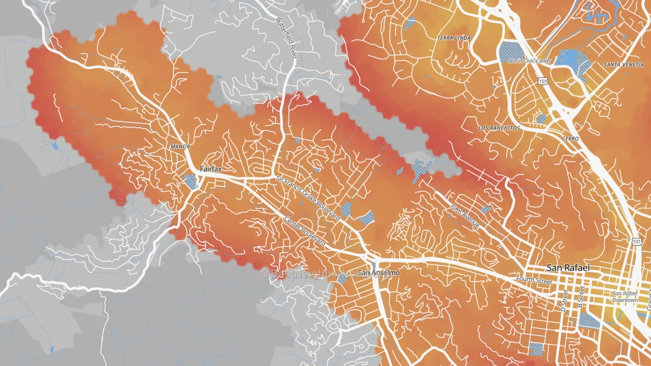 Transit Grade map of San Anselmo, CA