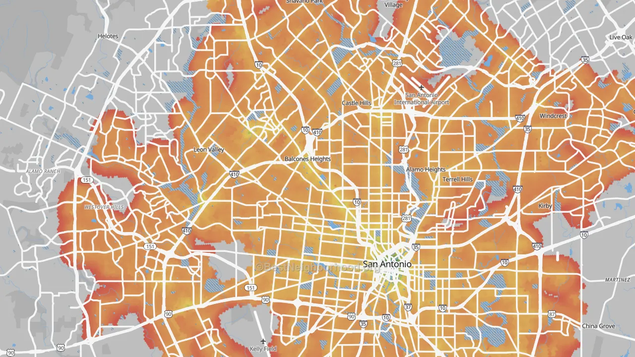 Transit Grade map of San Antonio, TX