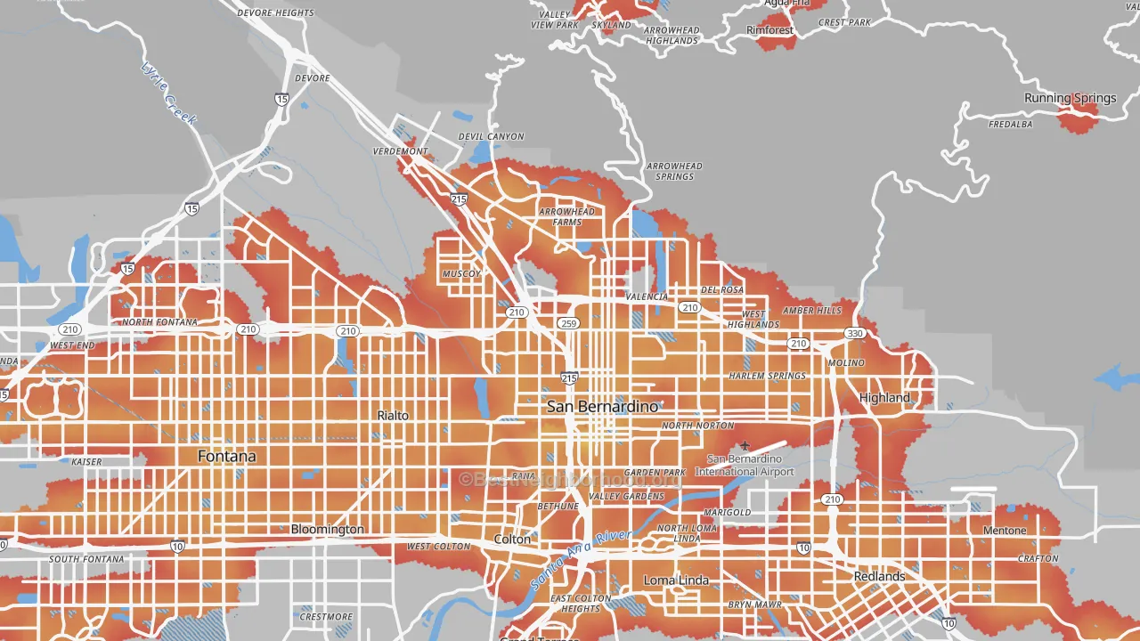 Transit Grade map of San Bernardino, CA