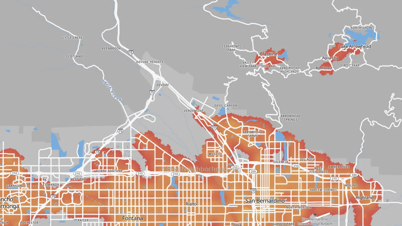 Transit Grade map of San Bernardino County, CA