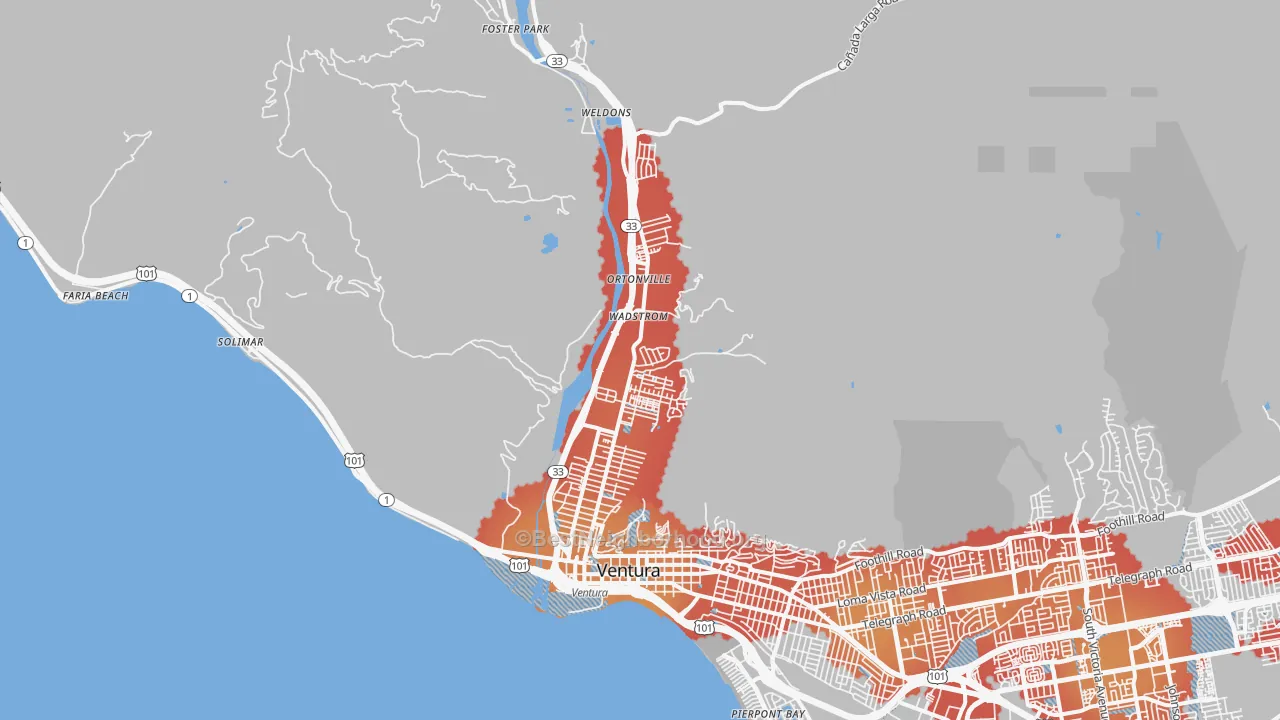 Transit Grade map of San Buenaventura, CA