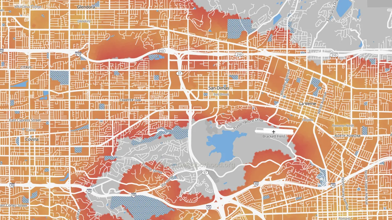 Transit Grade map of San Dimas, CA