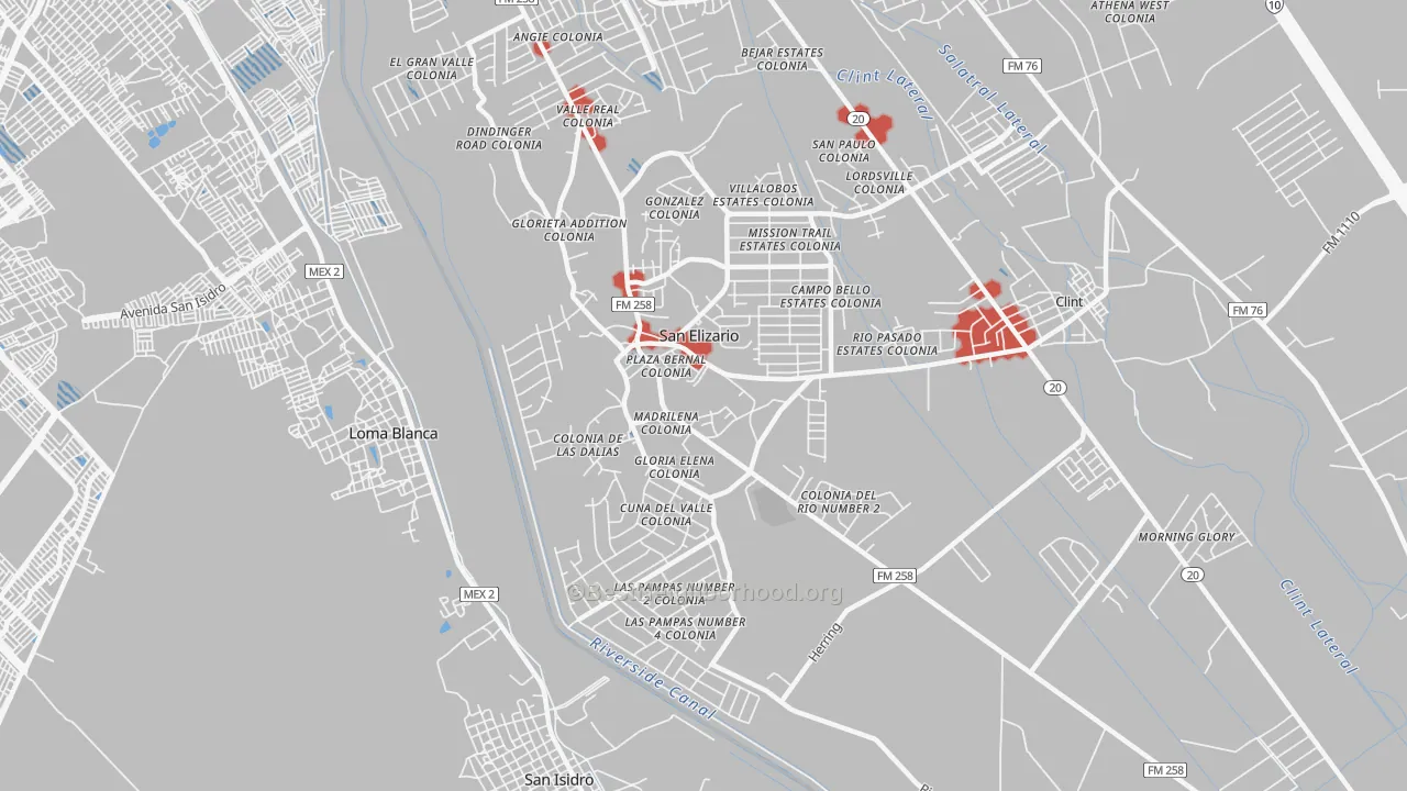 Transit Grade map of San Elizario, TX