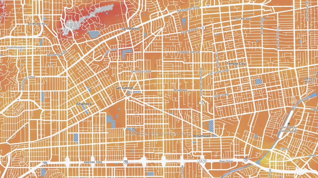 Transit Grade map of San Gabriel, CA