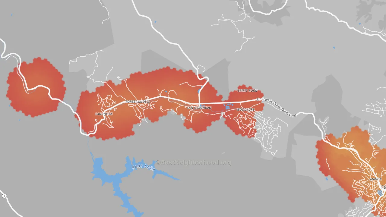 Transit Grade map of San Geronimo, CA
