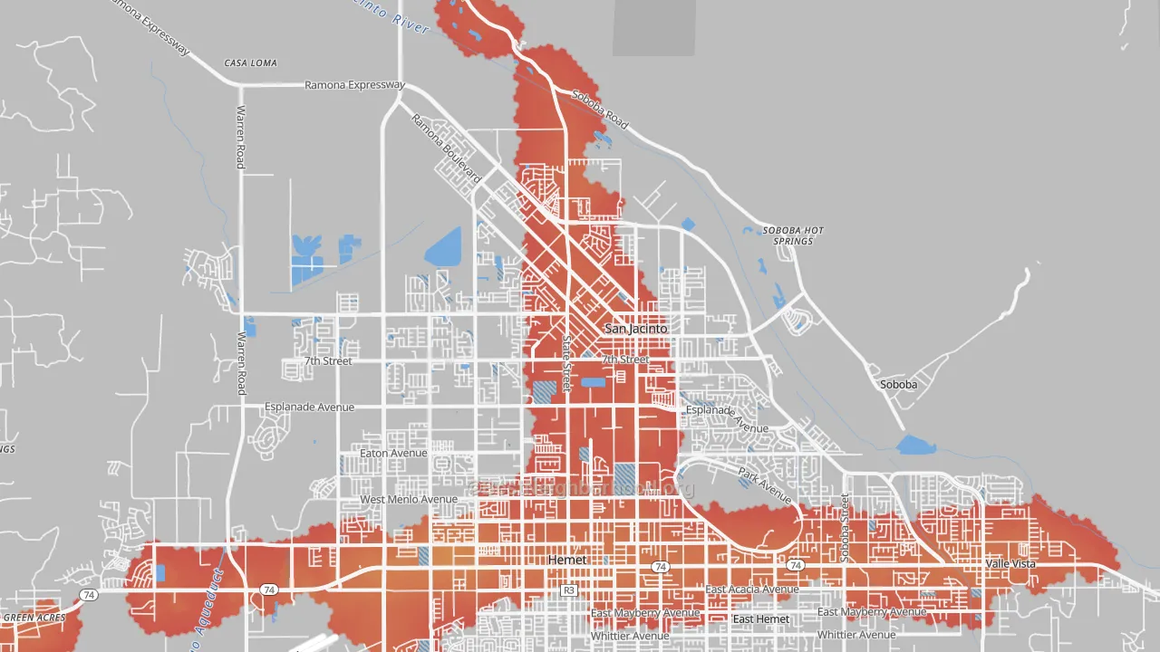 Transit Grade map of San Jacinto, CA