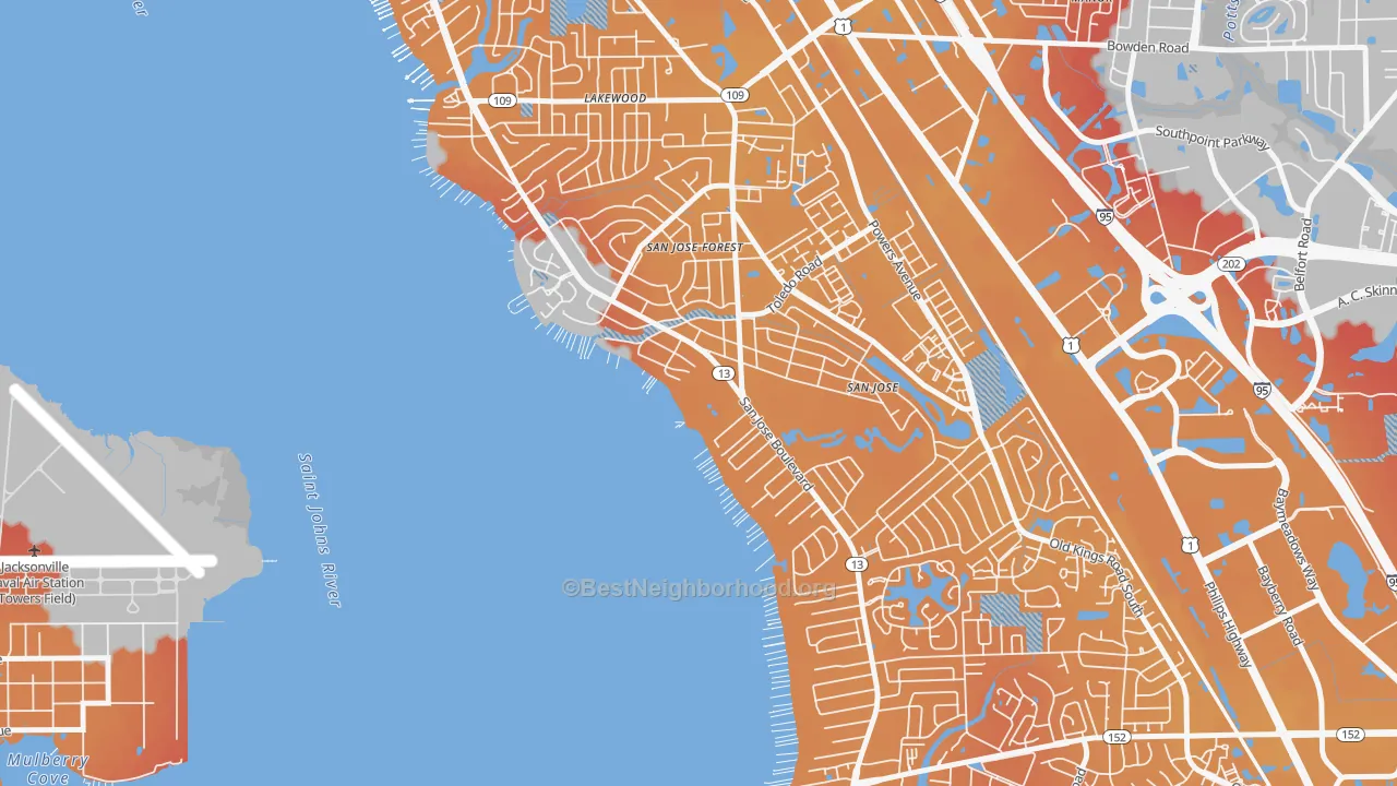 Transit Grade map of San Jose Forest, Jacksonville, FL
