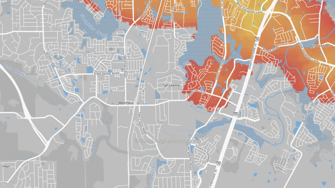 Transit Grade map of San Leanna, TX