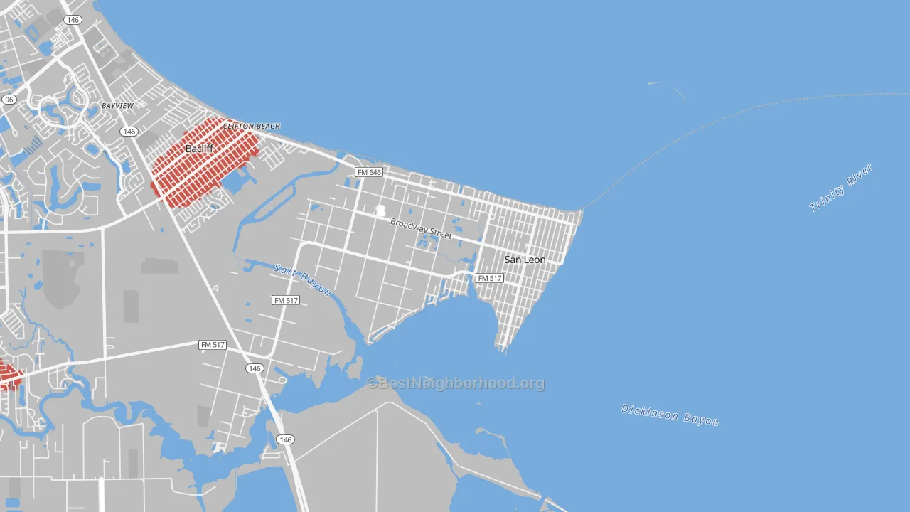 Transit Grade map of San Leon, TX